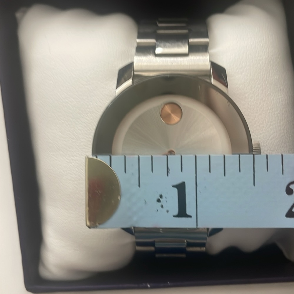 Movado Silver and Rose Gold Minimalist Bracelet Watch - Picture 8 of 8